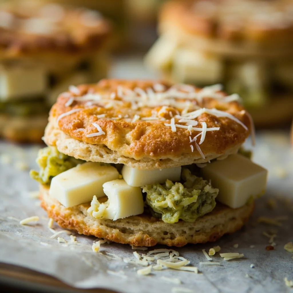 Mini biscuits croustillants au fromage et pesto