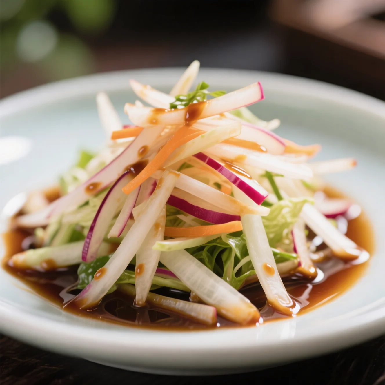 Salade de radis râpé avec vinaigrette salée