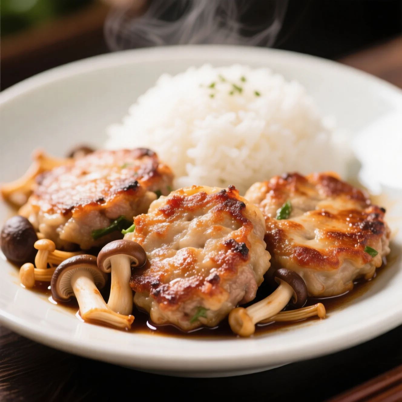 Galettes de Viande au Porc et Enoki