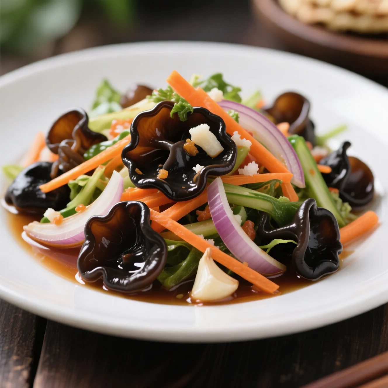 Salade rapide de champignons noirs sautés