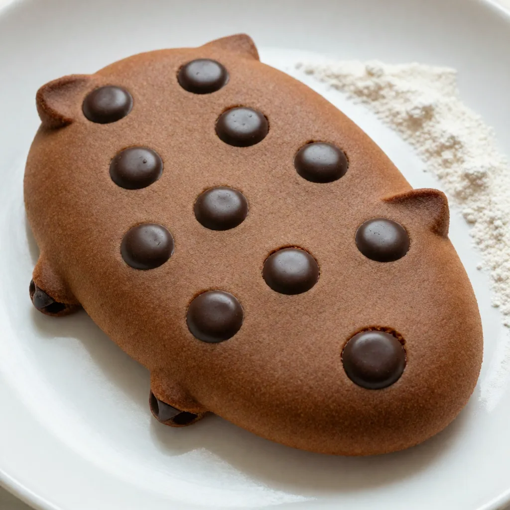Cookies en forme de cochon au chocolat et à la menthe avec pois roses