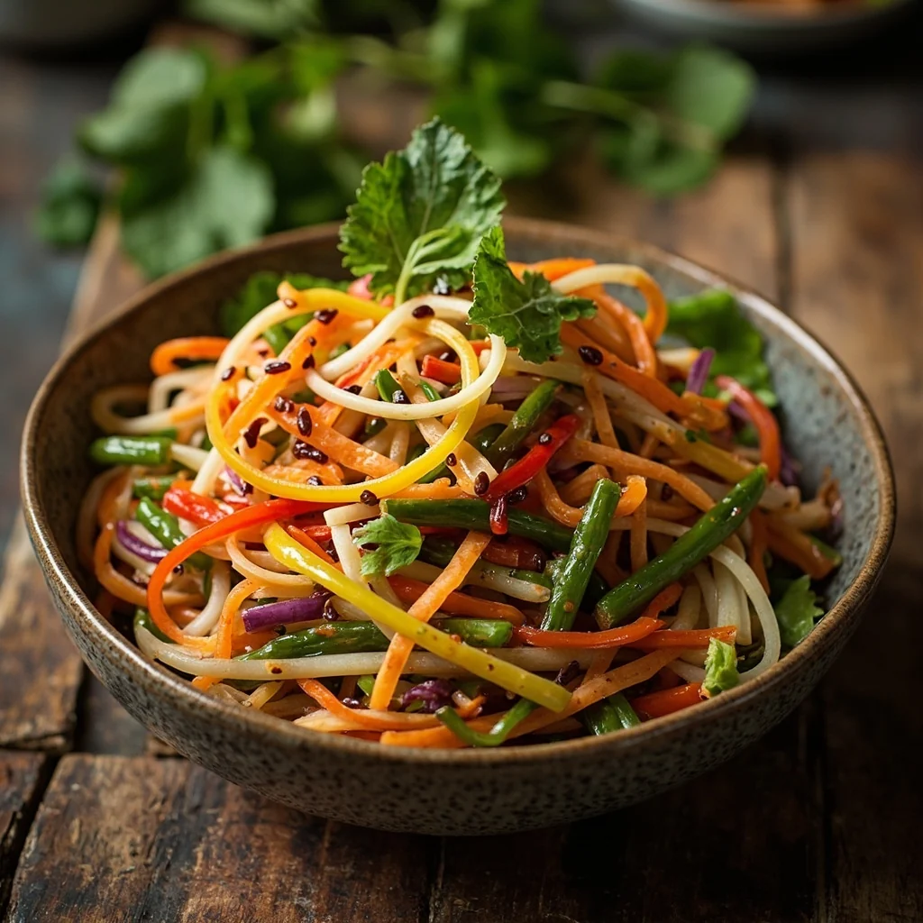 Salade croquante arc-en-ciel à la vinaigrette sésame