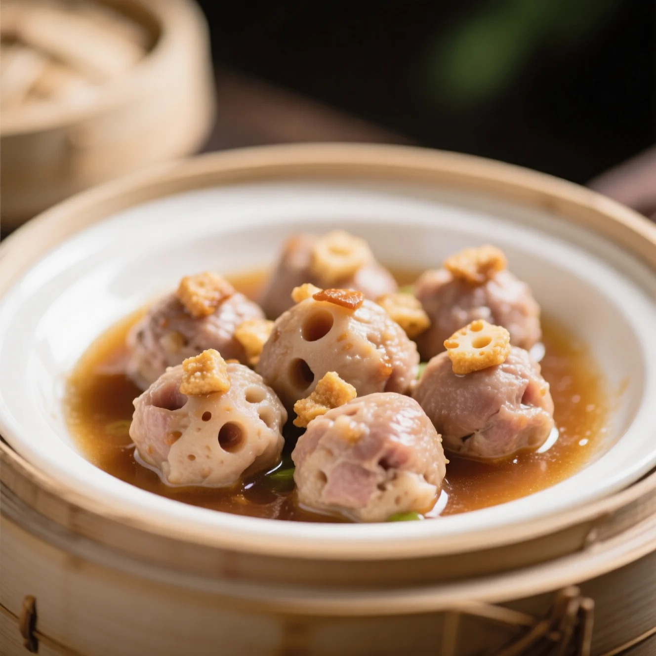 Boulettes de porc et de racine de lotus à la vapeur
