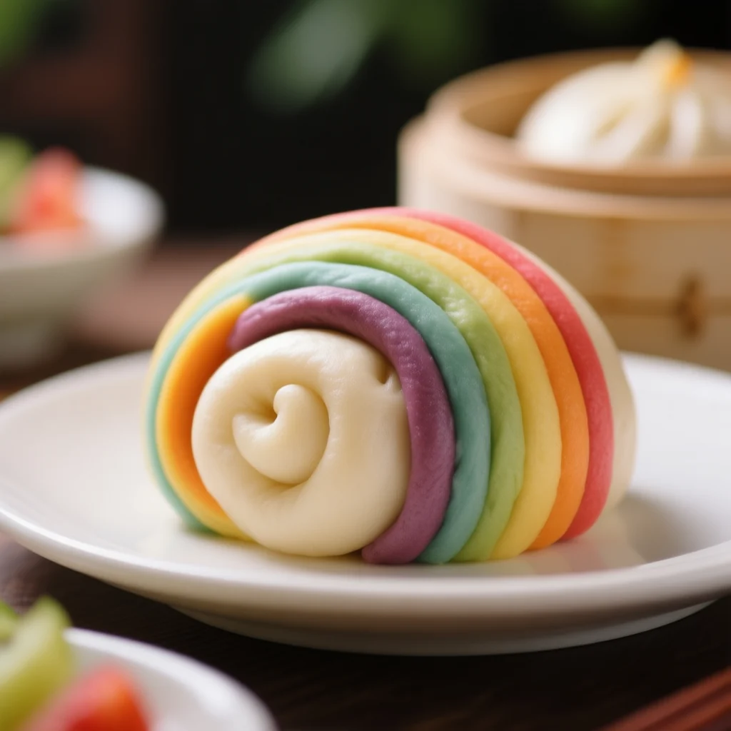 Brioches Vapeur en Arc-en-Ciel