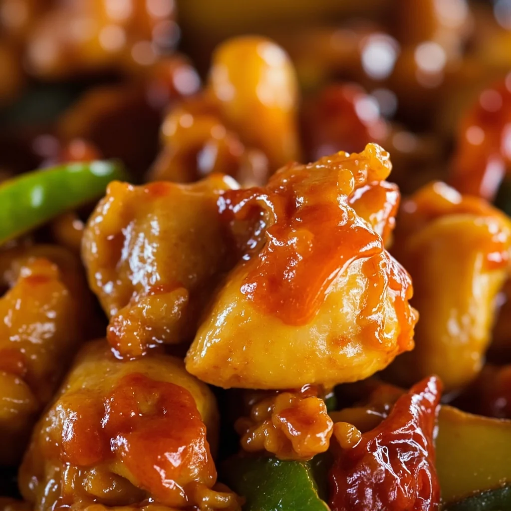 Dés de poulet sautés à la sauce