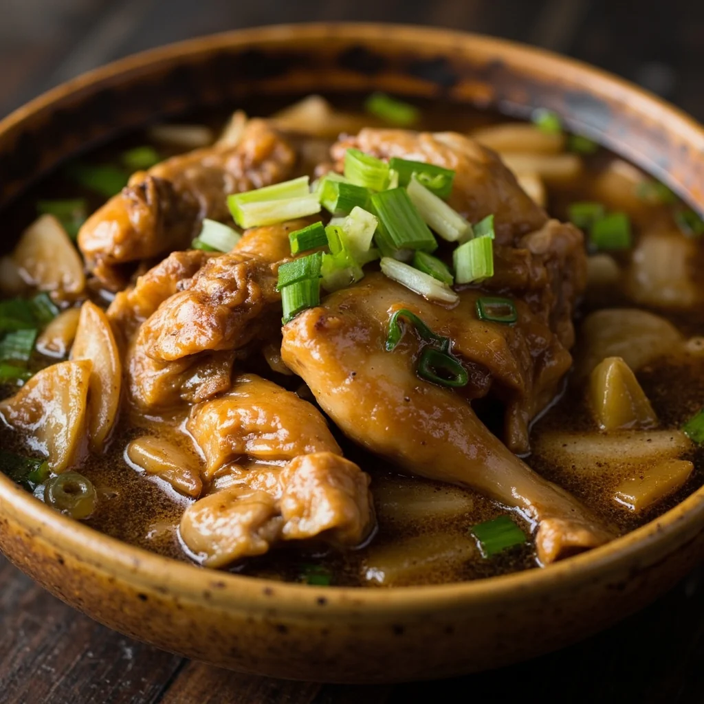 Poulet braisé dans une saumure au vin de riz fermenté