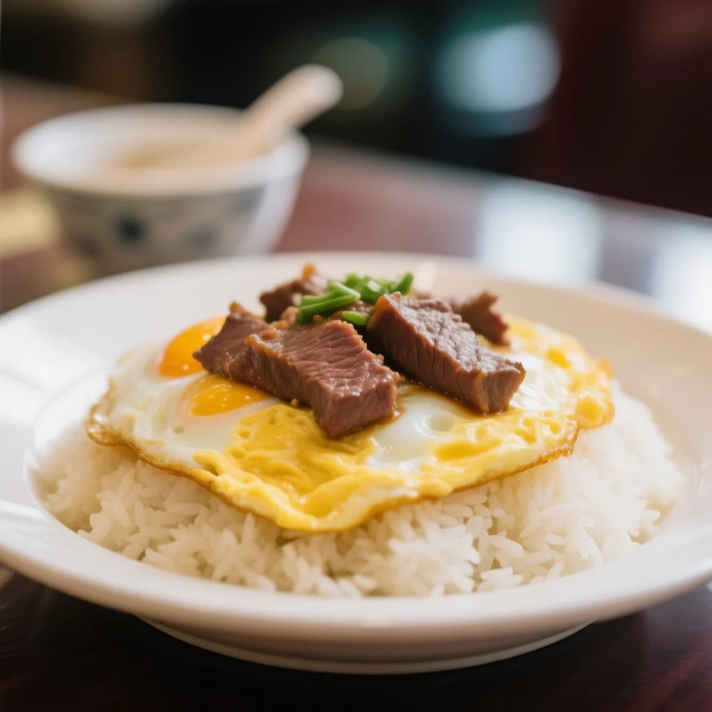 Riz au Bœuf et aux Œufs (Style de Hong Kong)