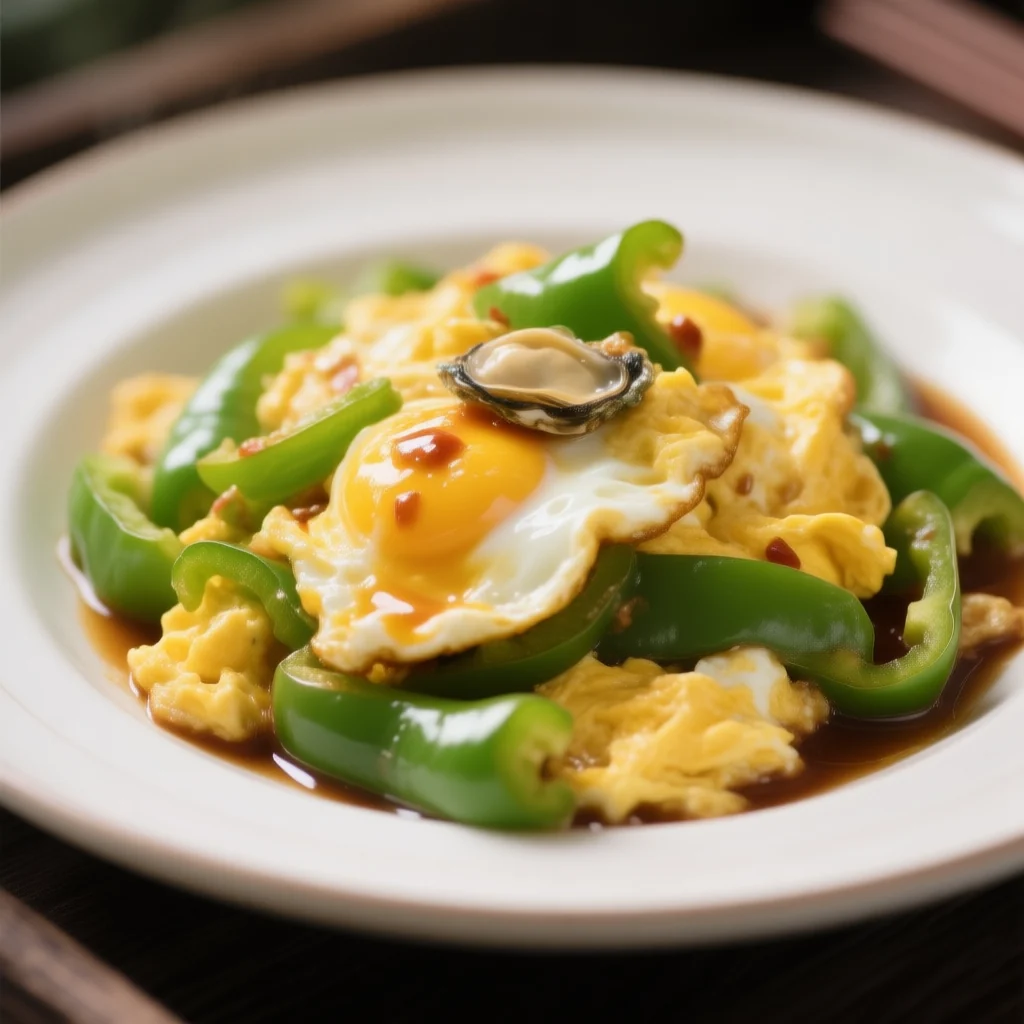 Œufs brouillés aux poivrons verts
