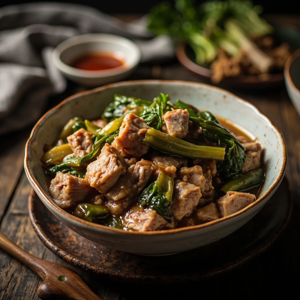 Porc Braisé aux Légumes Verts Marinés