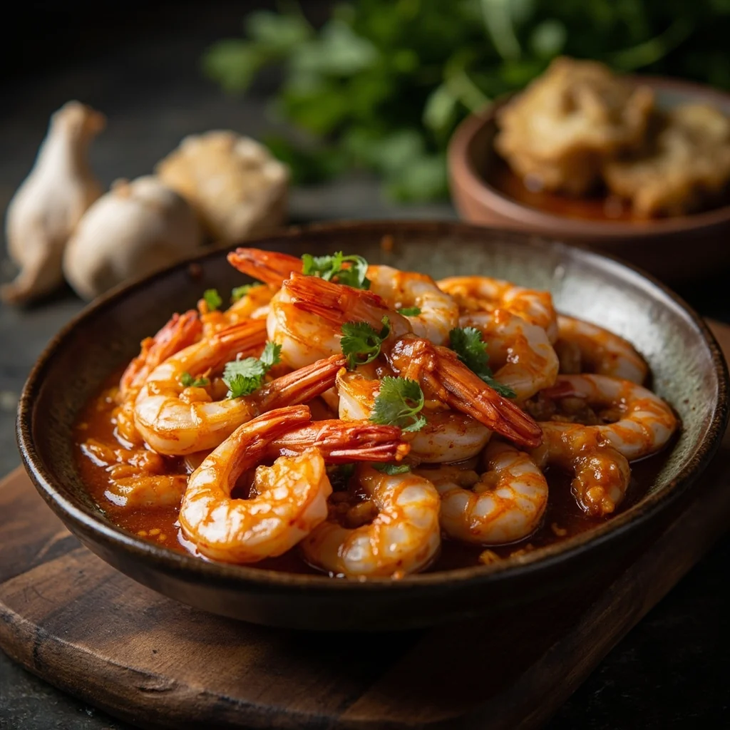 Crevettes braisées dans une sauce savoureuse