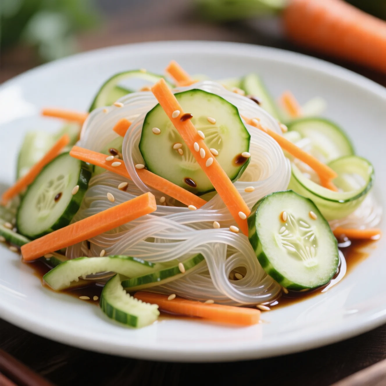 Salade rafraîchissante de légumes et nouilles de verre