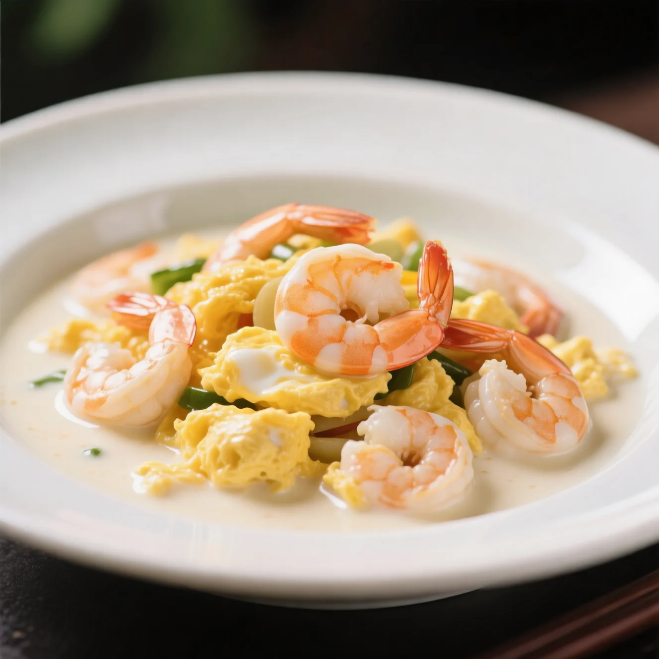 Sauté crémeux aux crevettes et aux œufs