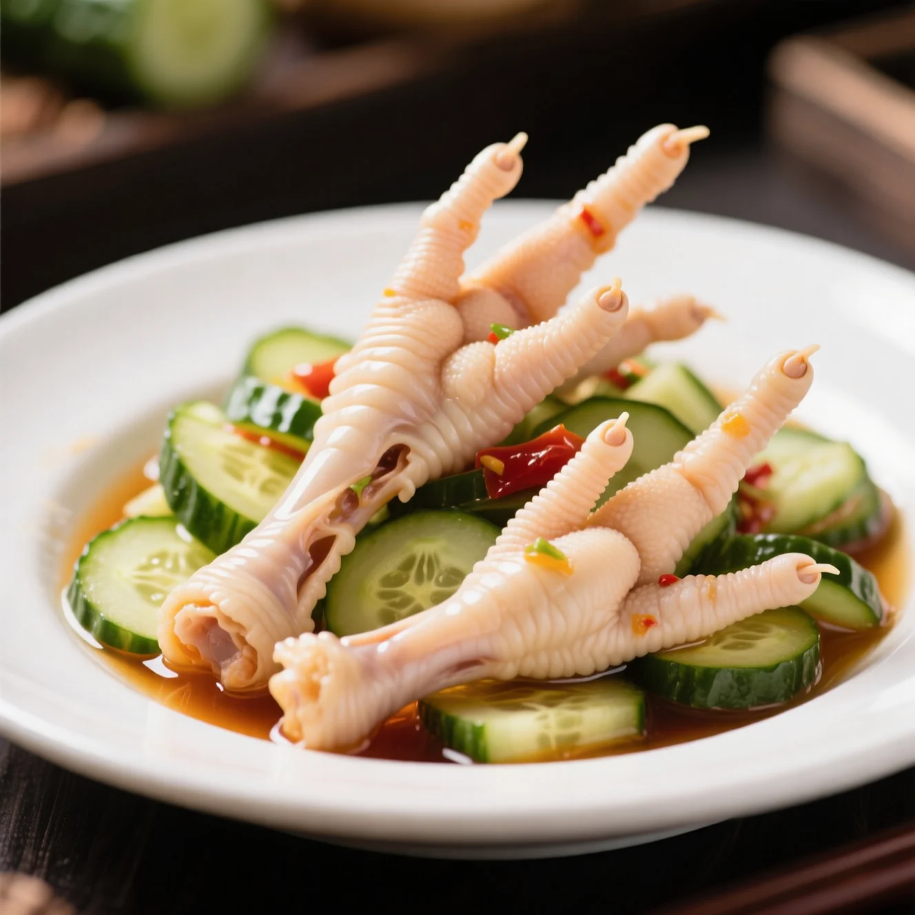 Pieds de poulet au concombre marinés