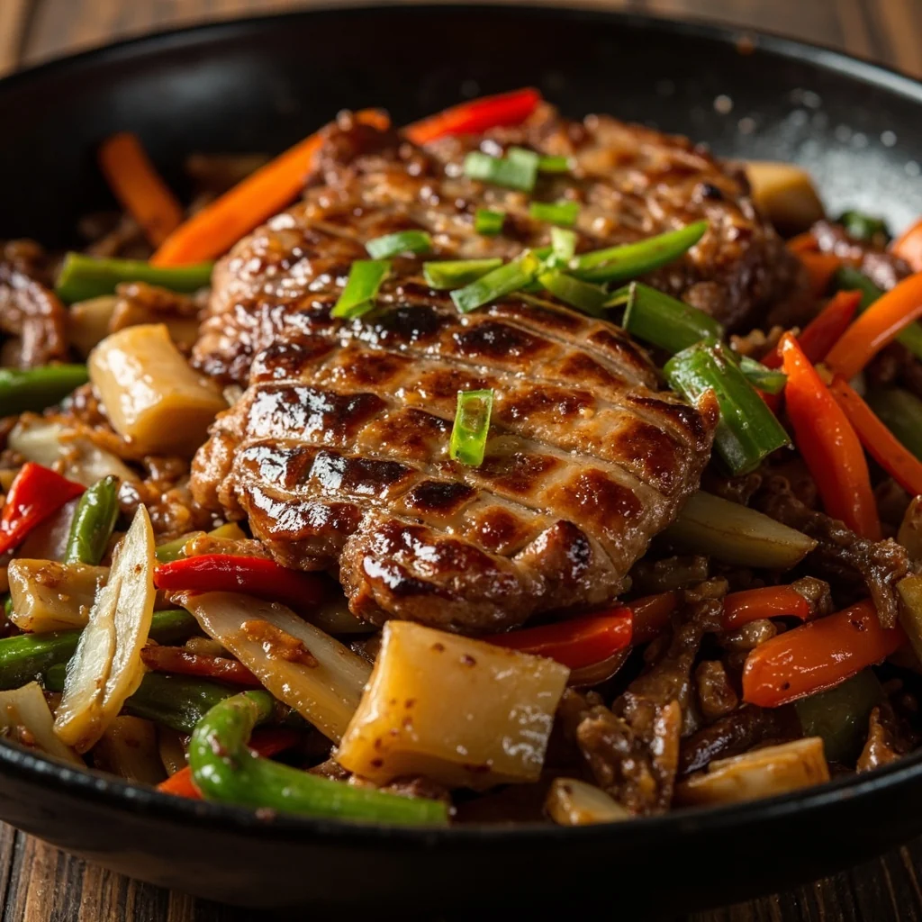 Rognons de Porc Sautés avec Légumes Croquants