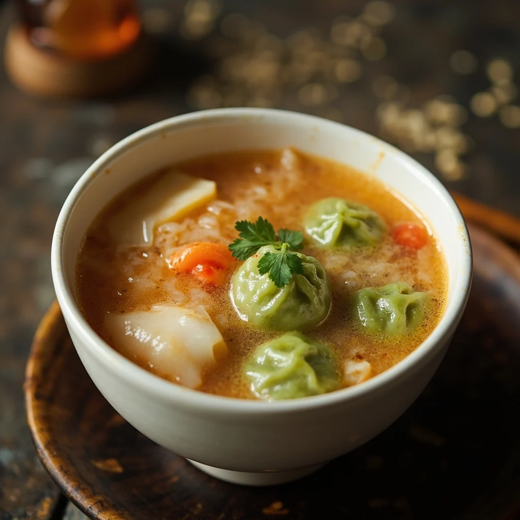 Boulettes de taro et riz gluant aux Qingtuan verts au vin de riz fermenté