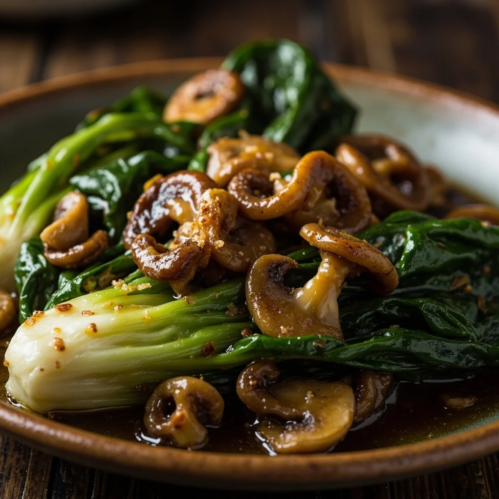 Champignons à la sauce huître avec bok choy