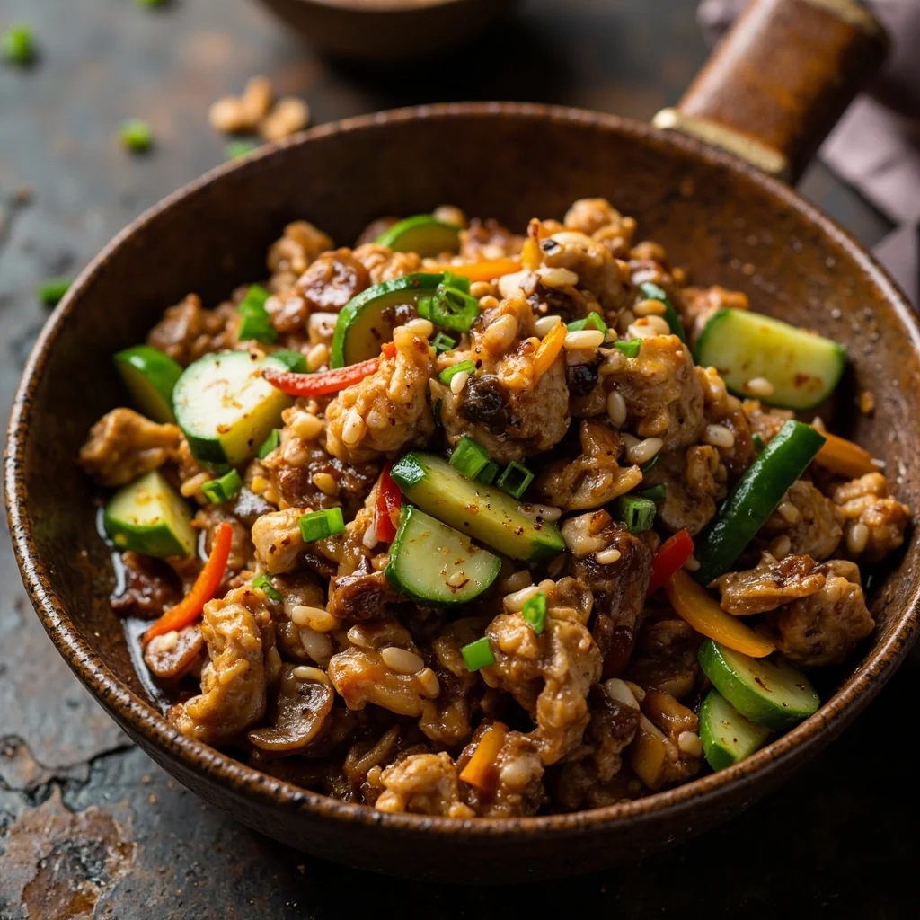 Sauté de poulet aux noix épicé