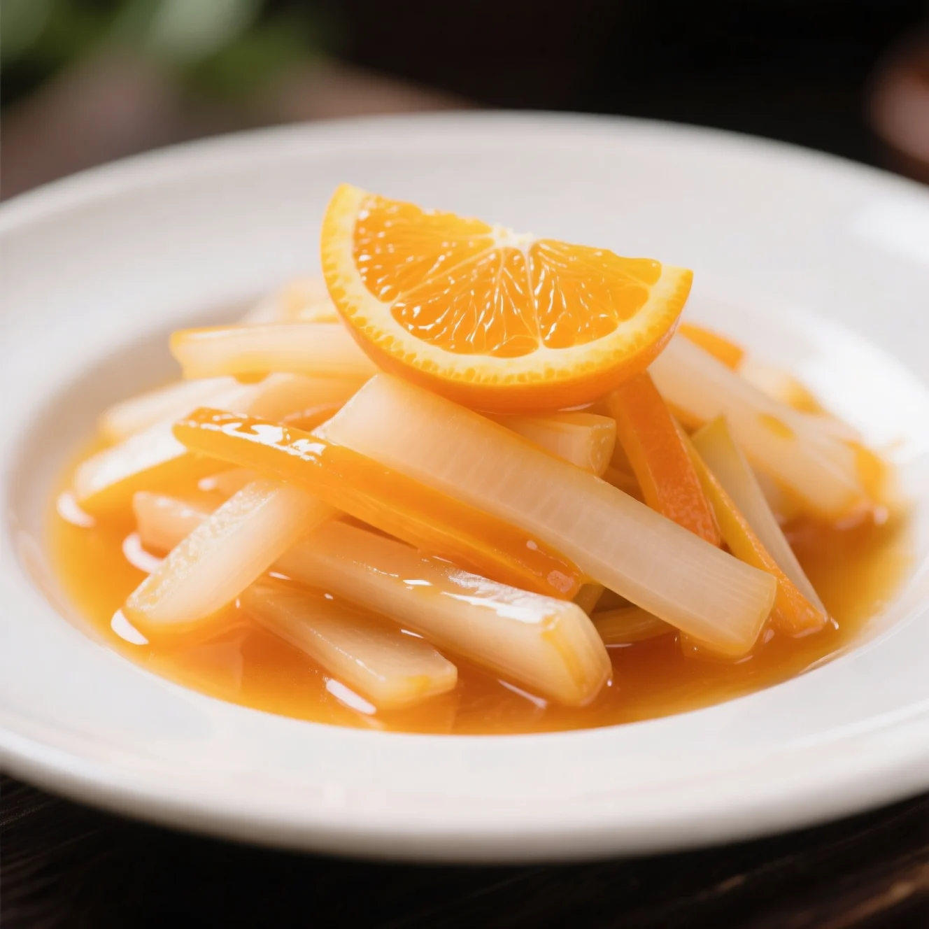 Lanières de radis glacées à l'orange