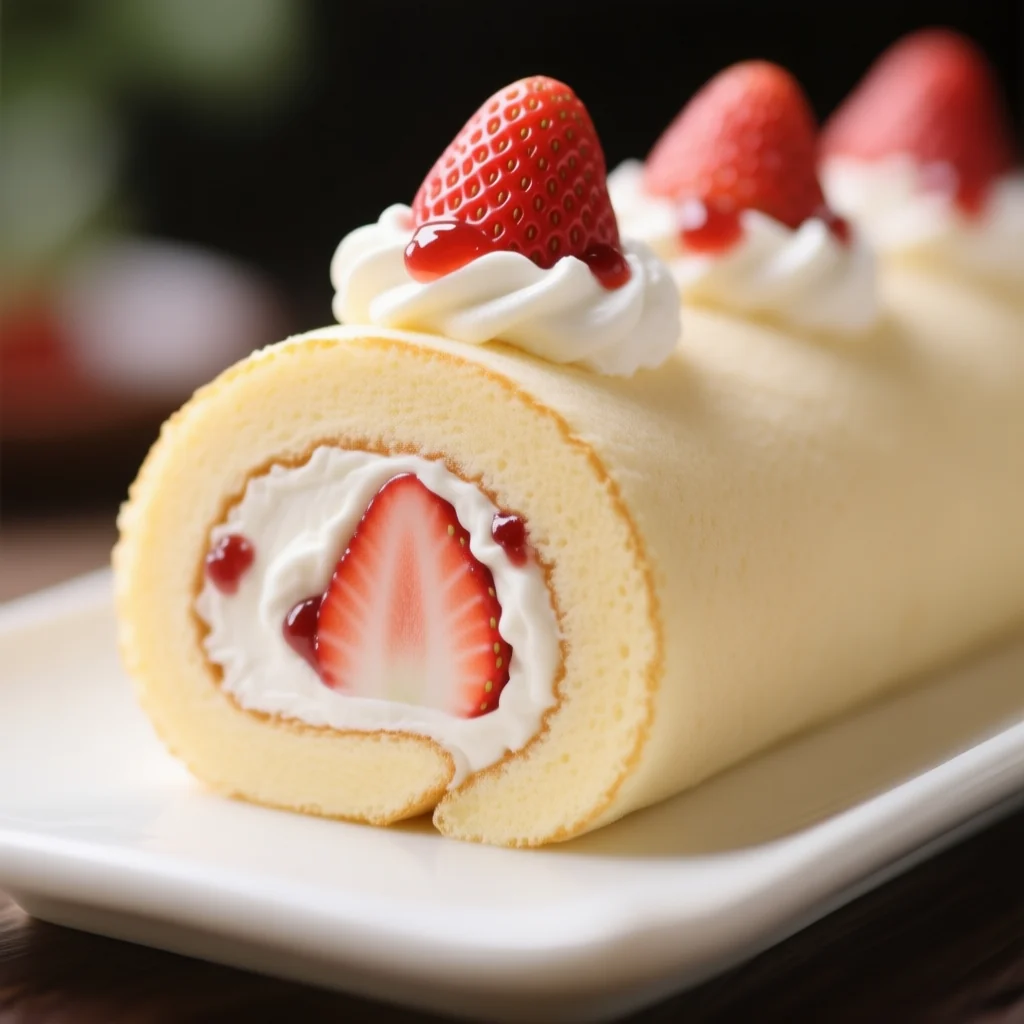 Roulé suisse à la fraise léger et moelleux