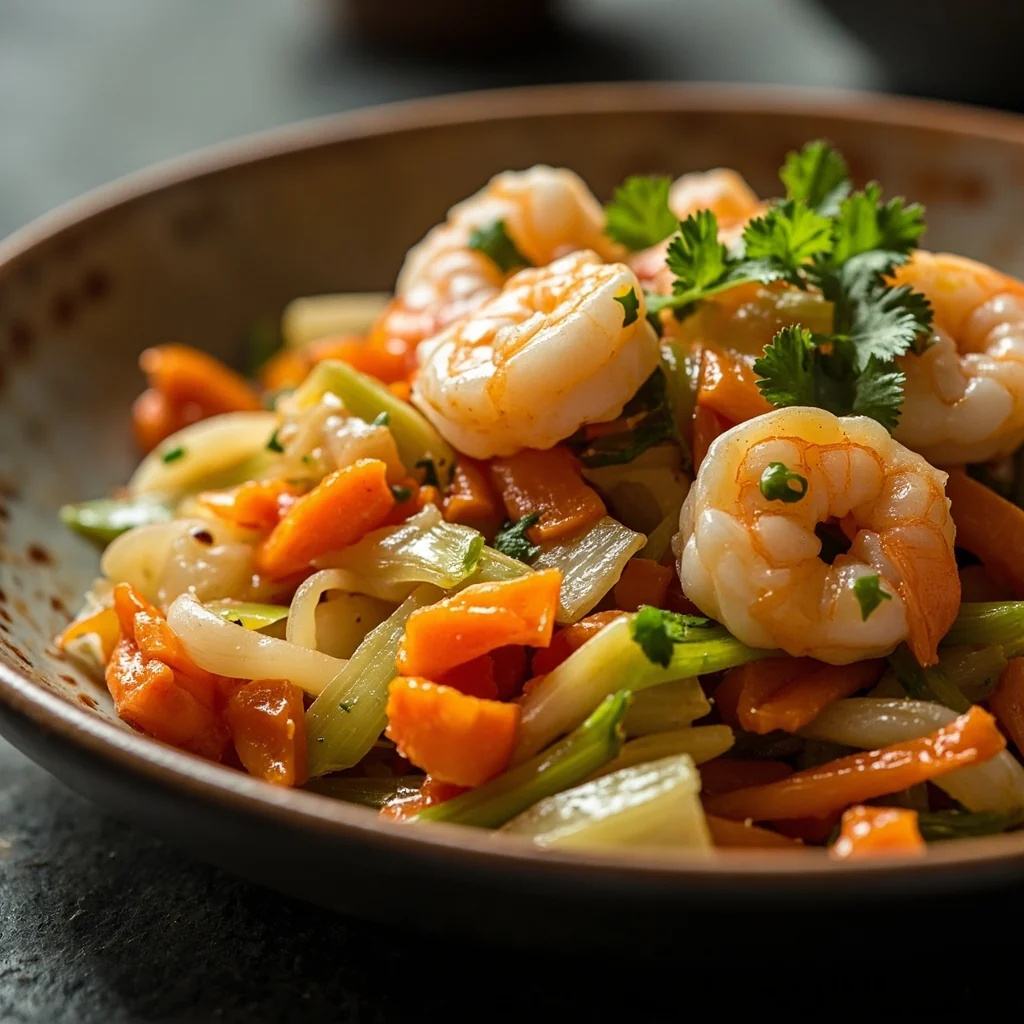Papaya et céleri aux crevettes