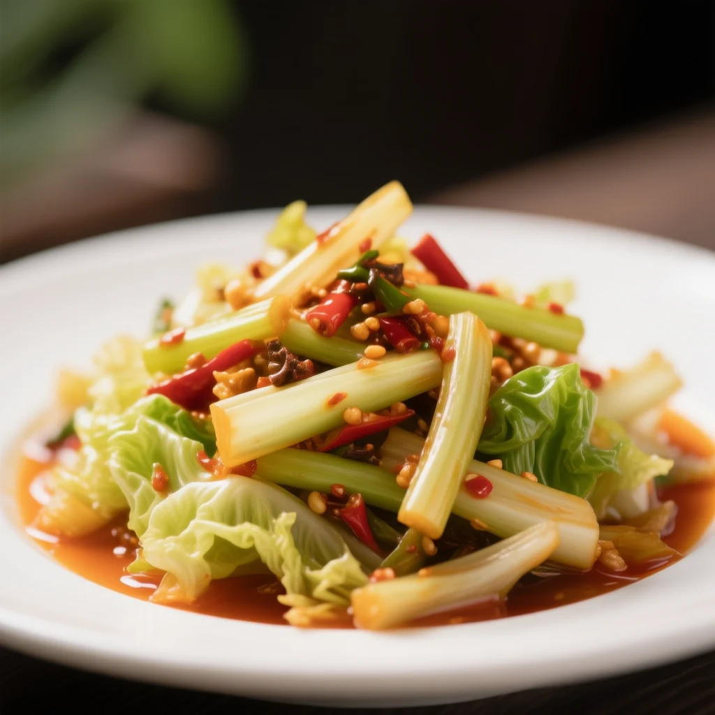 Lanières de laitue sautées épicées