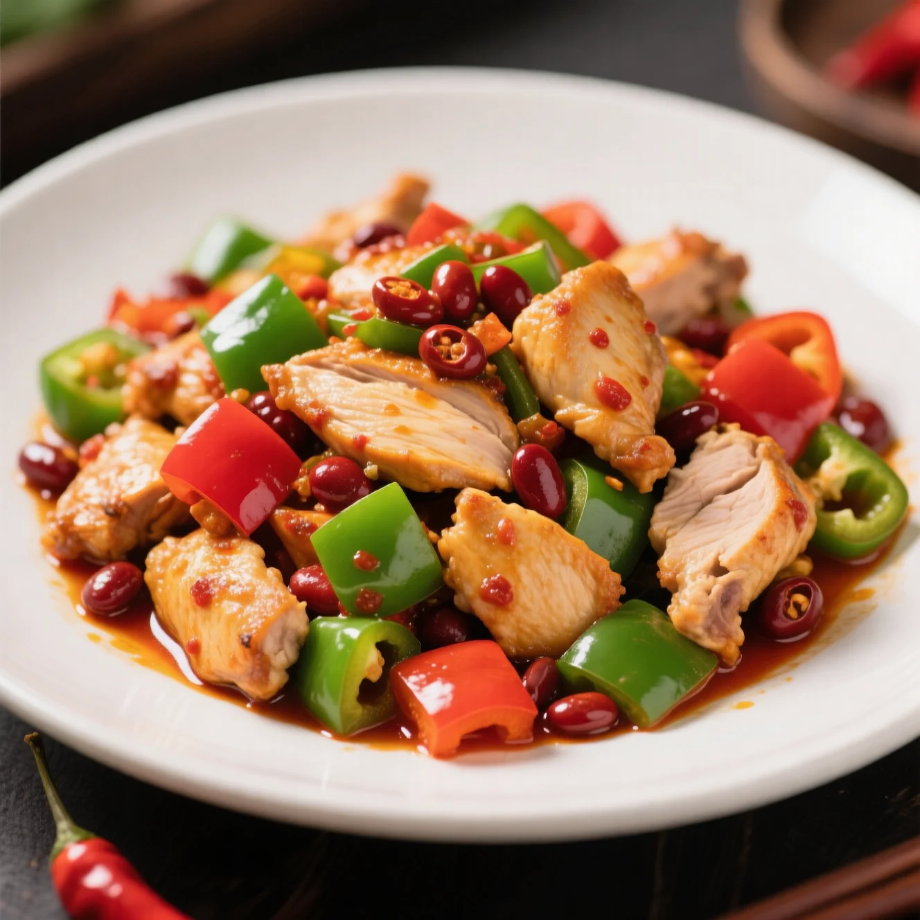 Poulet aux deux poivrons