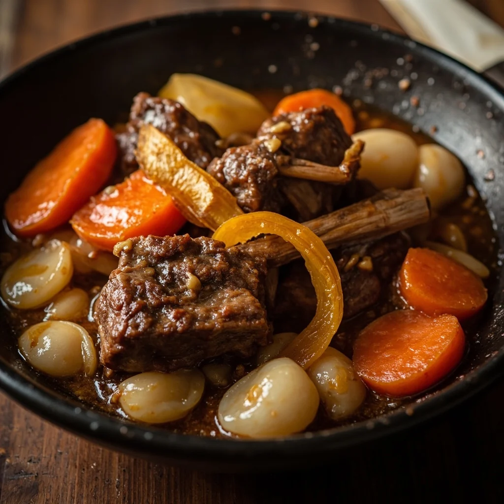 Côtelettes d'agneau avec châtaignes d'eau et ragoût de carottes