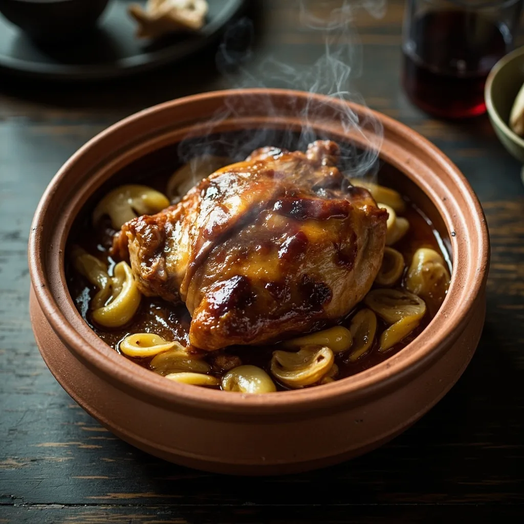 Braised Young Pigeon with Straw Mushrooms and Daylily