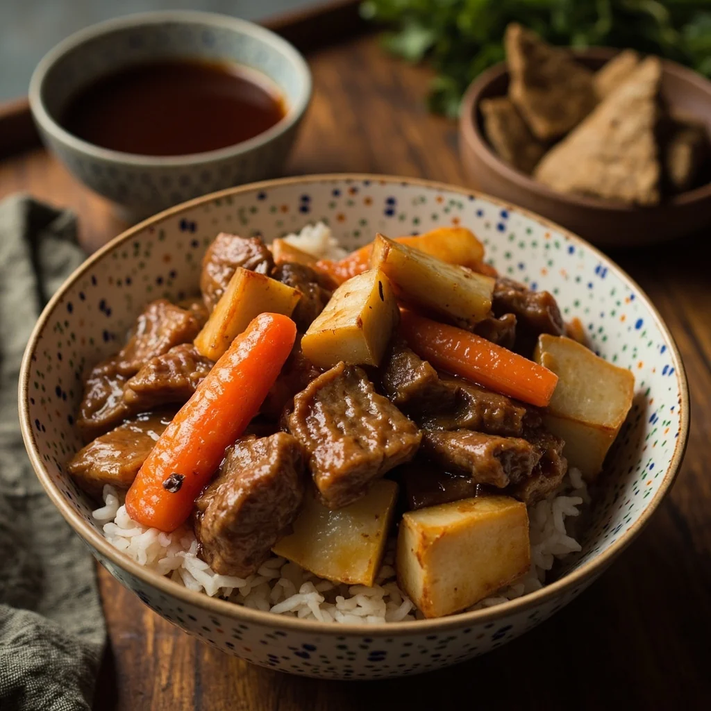 Porc braisé au tofu aux cinq-épices et carottes