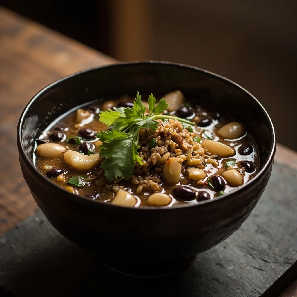 Soupe de beauté aux haricots noirs et céréales