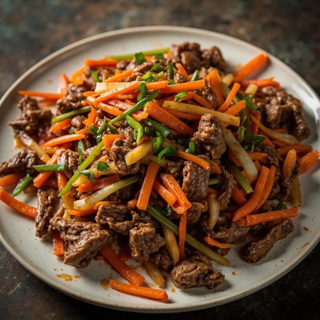 Bœuf effiloché sauté avec carotte