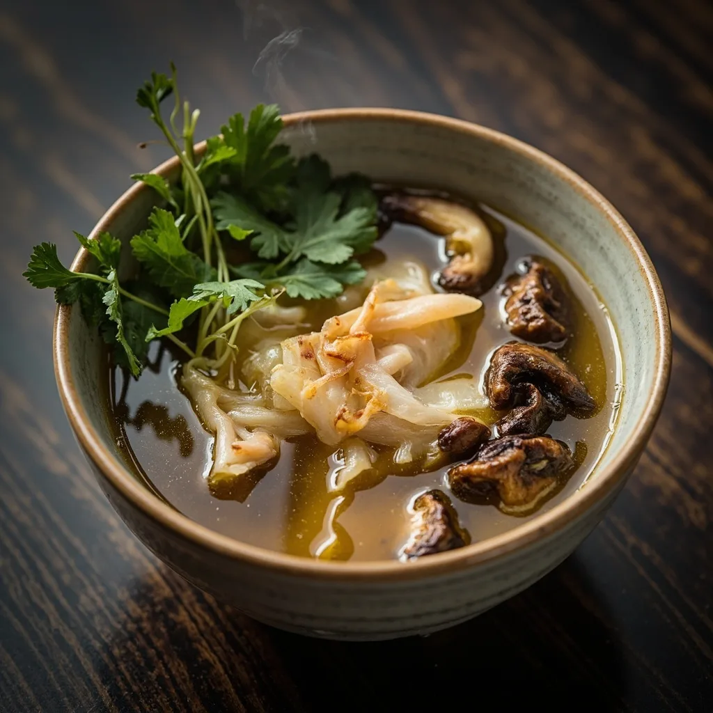 Chicken Skin and Mushroom Soup