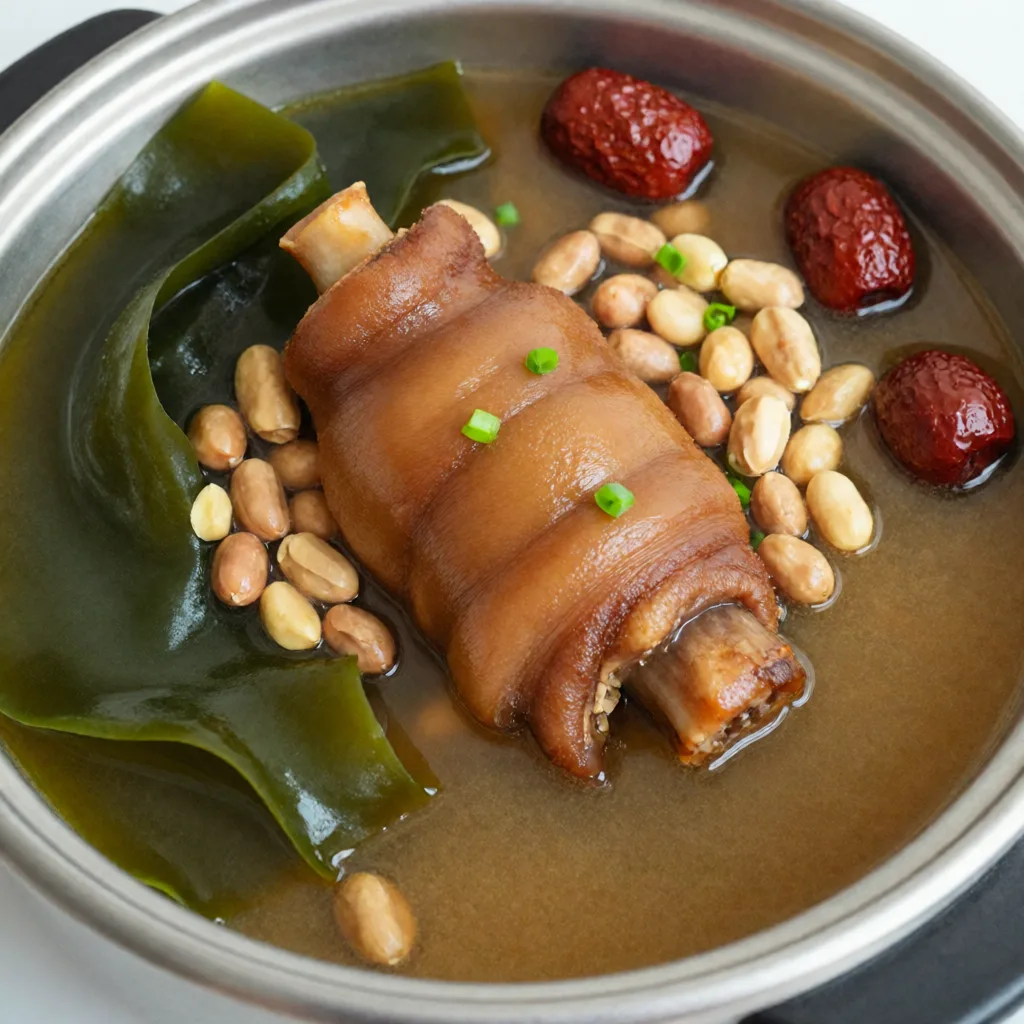 Pied de porc mijoté au kombu et aux cacahuètes