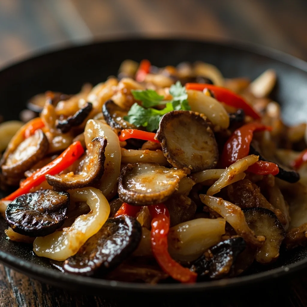 Sauté noir et blanc aux poivrons