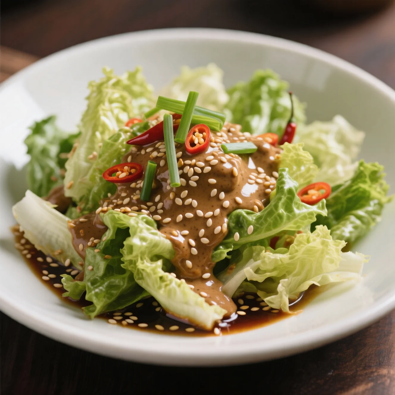 Laitue Assaisonnée à la Sauce Sésame