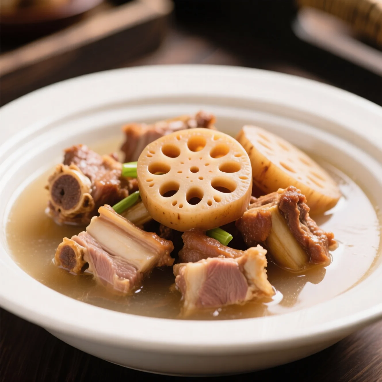 Lotus braisé avec des côtes de porc