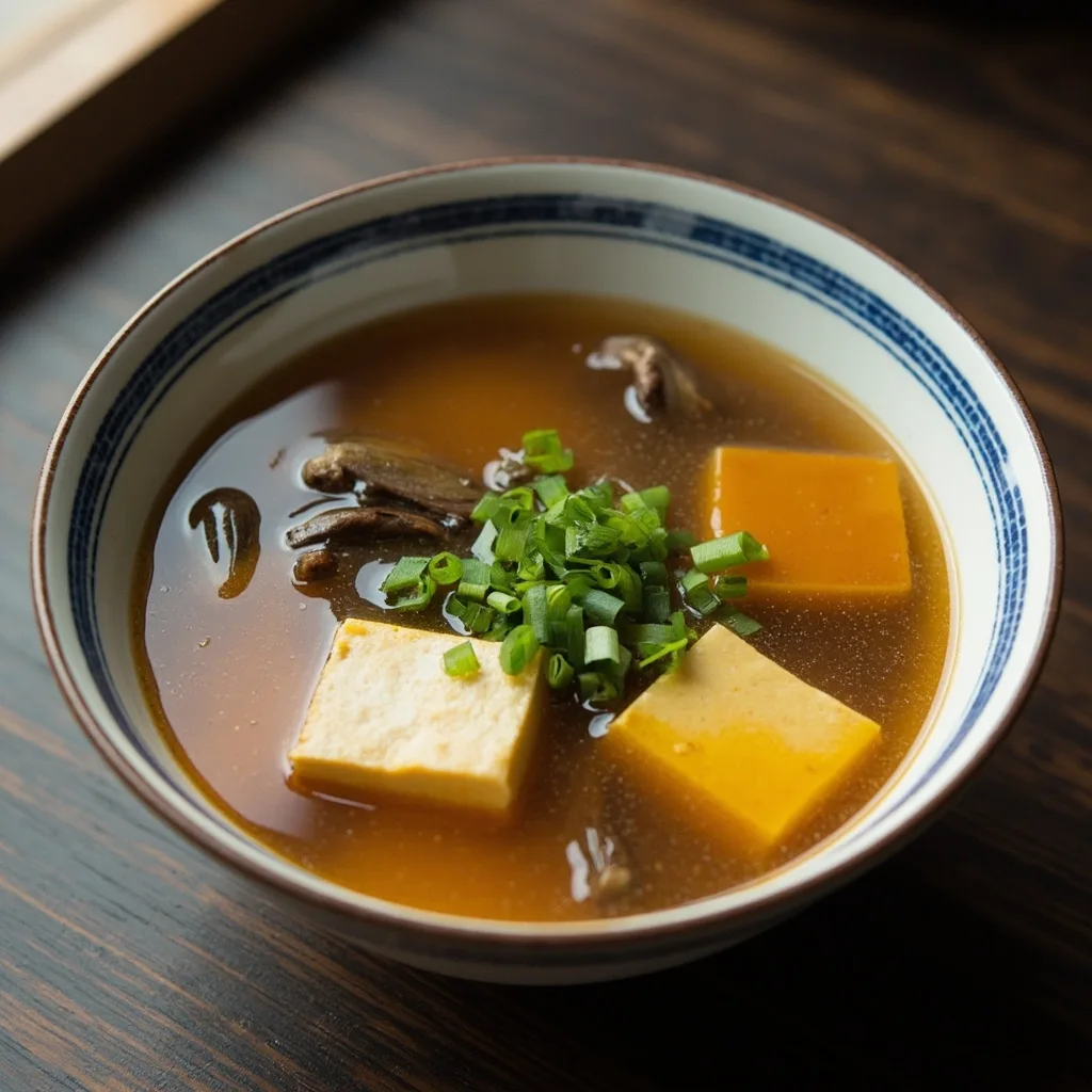 Soupe de champignons et tofu