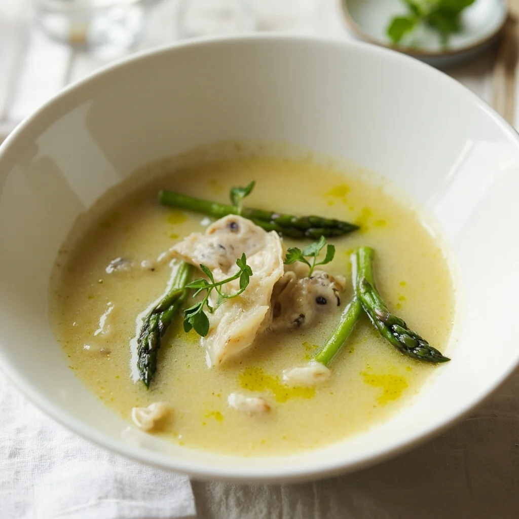 Crème d'Huîtres aux Pointes d'Asperges Vertes