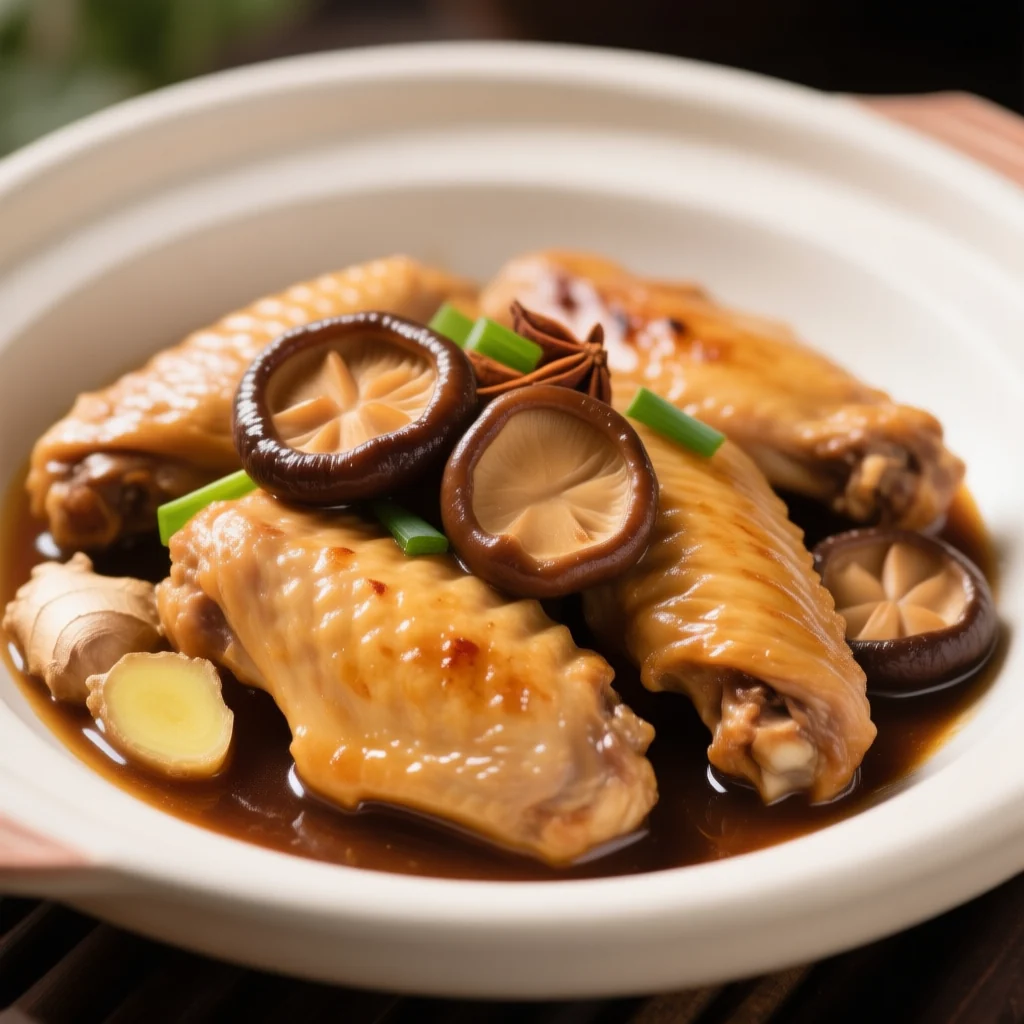 Ailes de poulet braisées aux shiitakes