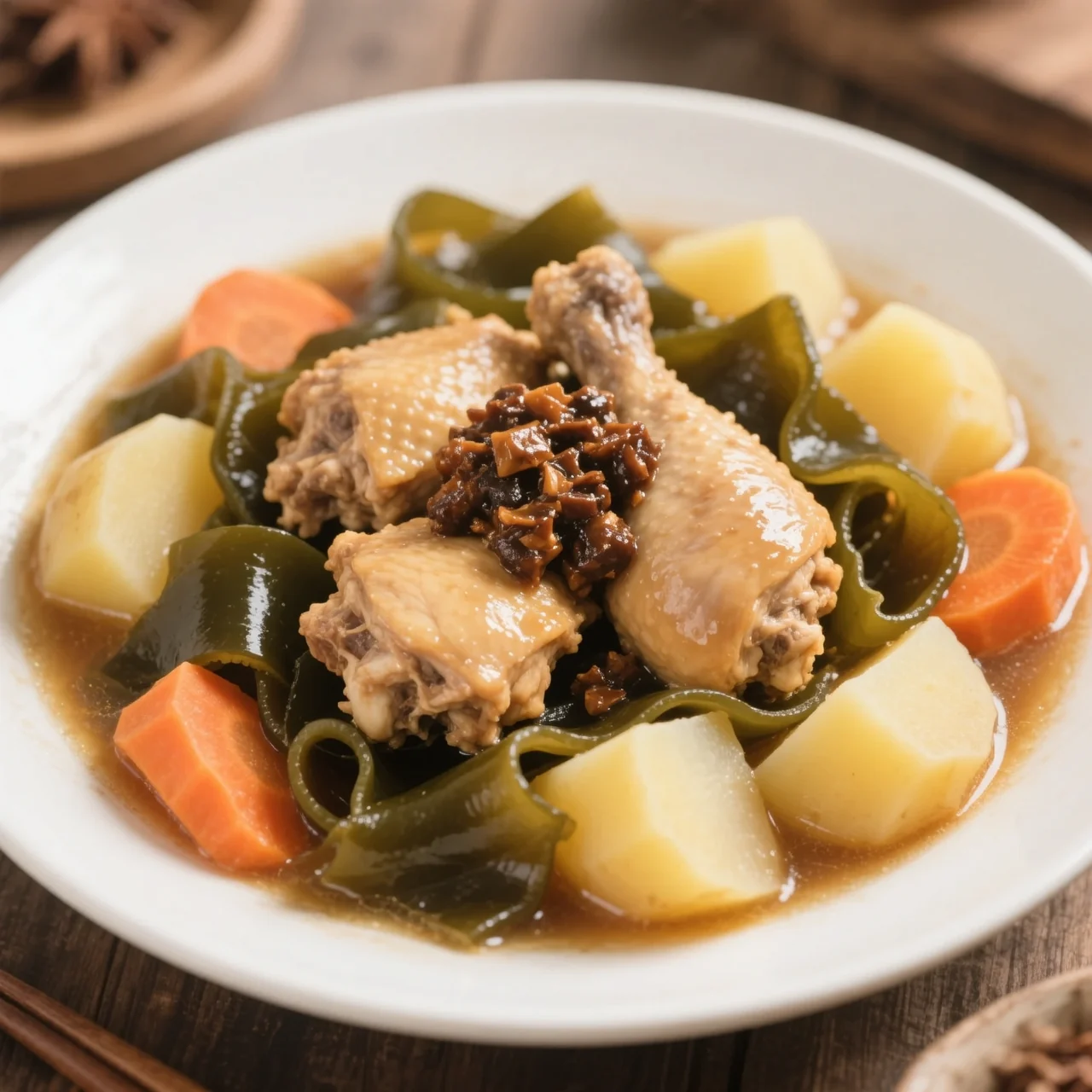 Poulet mijoté aux algues