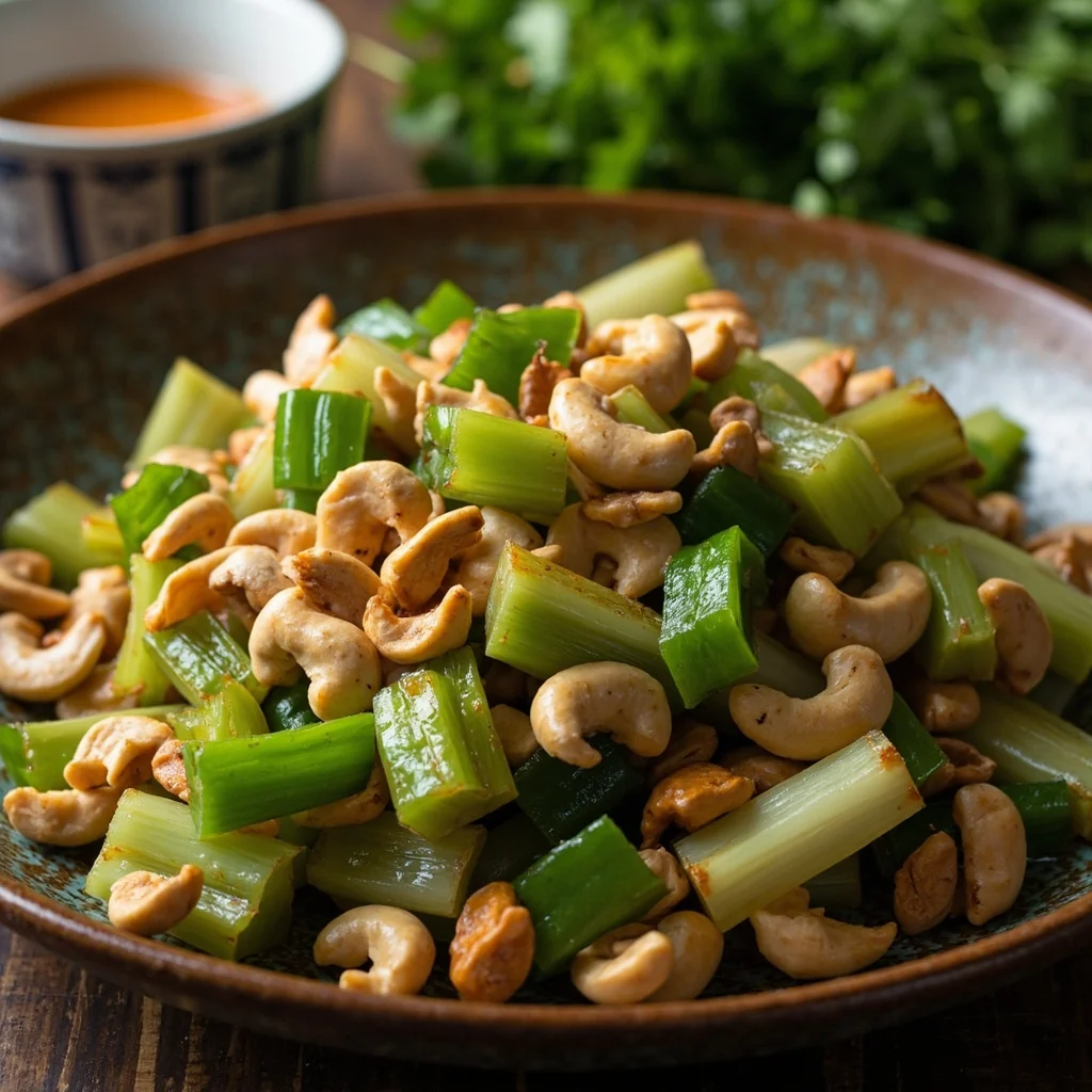 Céleri sauté aux noix de cajou