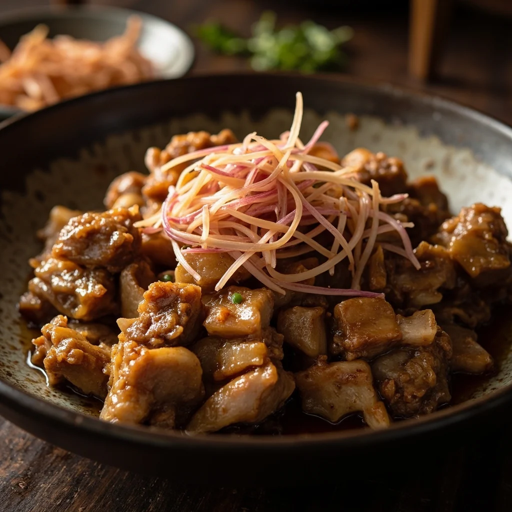 Porc braisé avec radis mariné