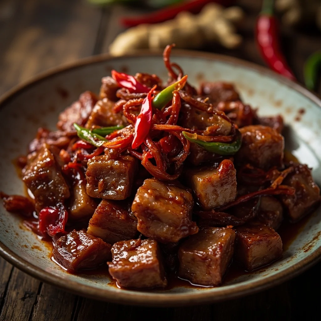 Sang de porc sauté épicé