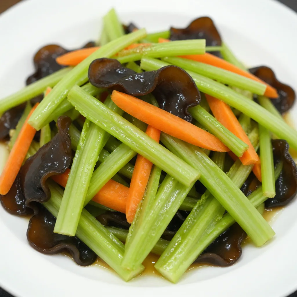 Sauté de céleri et de champignon noir