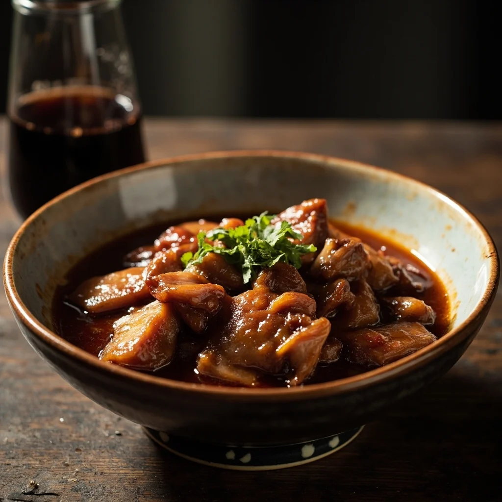 Poitrine de porc braisée au soja et au vin