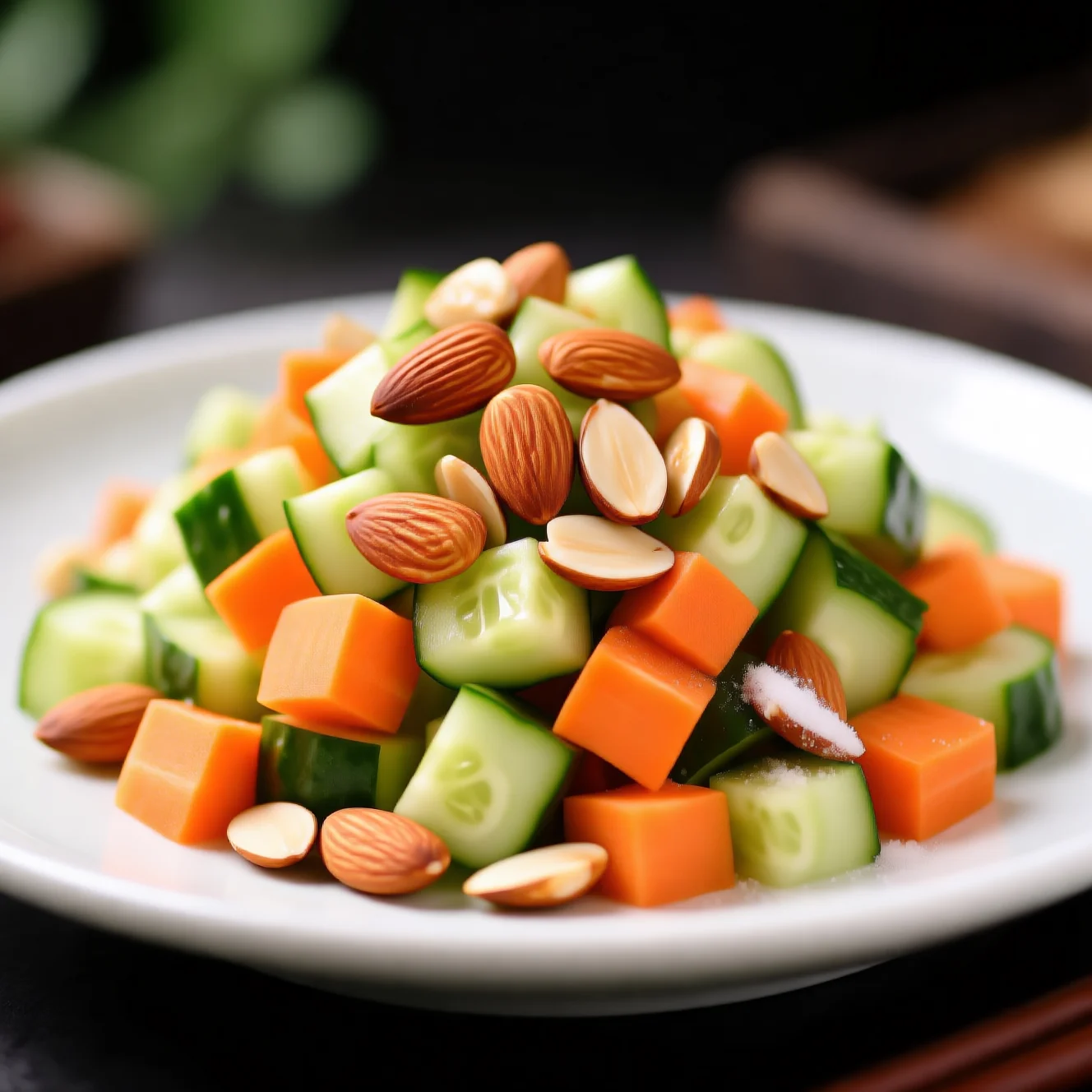Salade de dés de légumes aux amandes