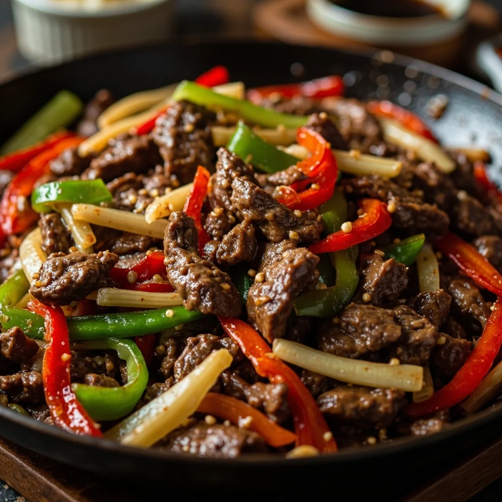 Bœuf sauté au céleri et aux poivrons