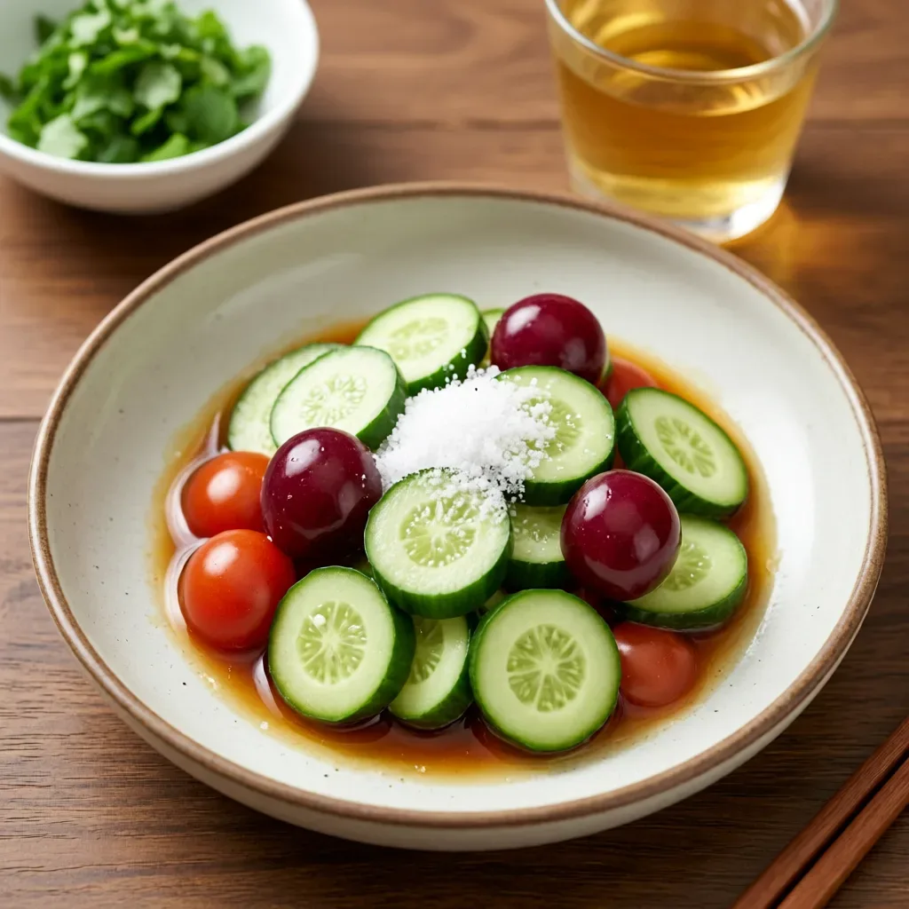 Sour Plum-Marinated Cherry Tomatoes and Small Cucumbers