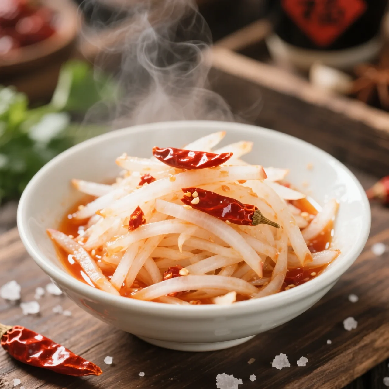 Lanières de radis marinés croustillantes