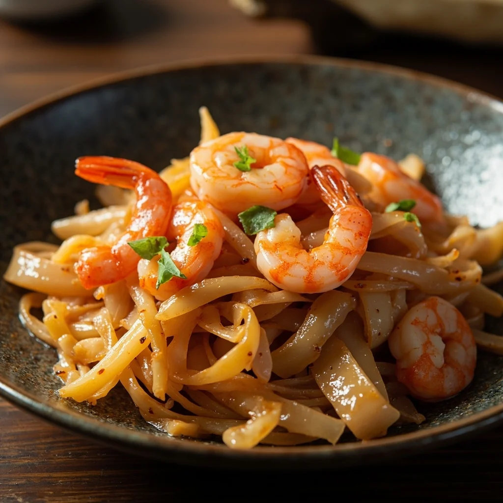 Igname Sautée aux Lanières de Crevettes